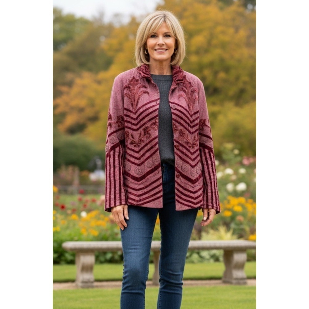 Parsley & Sage Women's Sz L  embroidered sequined Velvet Boho jacket